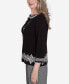 ფოტო #4 პროდუქტის Runway Ready Women's Diamond Border Crew Neck Top With A Detachable Necklace