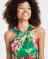 ფოტო #4 პროდუქტის Women's Twist-Front Floral Stretch Satin Dress