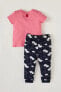 Фото #2 товара Kız Bebek Kalp Baskılı Fitilli Pijama Takımı