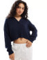 Фото #1 товара Hollister long sleeve polo jumper in navy