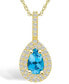 Blue Topaz (1 Ct. T.W.) and Diamond (3/8 Ct. T.W.) Halo Pendant Necklace in 14K Yellow Gold