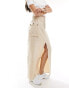 ASOS DESIGN cargo maxi skirt in cream