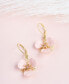 ფოტო #3 პროდუქტის Gold-Tone Pink Crystal Flower Drop Earrings