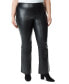 Фото #1 товара Trendy Plus Size Faux-Leather Flare-Leg Pants