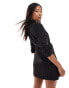 Фото #4 товара Miss Selfridge Petite tailored ruched side blazer dress in black