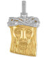 Фото #1 товара Esquire Men's Jewelry cubic Zirconia Jesus Portrait Pendant in Sterling Silver & 14k Gold-Plate, Created for Macy's