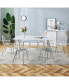 Min. Dining Table: White Marble Top, Silver Legs