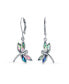 Фото #1 товара Dainty Butterfly Dragonfly Firefly Garden Rainbow Abalone Iridescent Shell Inlaid Drop Lever back Dangle Earrings For Women Teen .925 Sterling Silver