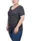 ფოტო #3 პროდუქტის Plus Size Short Sleeve Tie Front Top