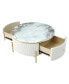 Modern Round Coffee Table With 2 Large Drawers Storage Accent Table(31.5")