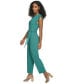 Women's V-Neck Tie-Waist Cap-Sleeve Jumpsuit