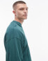 Topman v neck long sleeve washed t-shirt in green