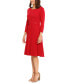 Women's 3/4-Sleeve Pleated Fit & Flare Dress