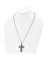 Фото #2 товара Chisel antiqued Basket Weave Design Cross Pendant Ball Chain Necklace