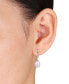Cultured Freshwater Pearl (8mm) & Diamond Accent Dangle Hoop Earrings in Sterling Silver