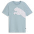 Фото #1 товара Puma Oversized Logo Crew Neck Short Sleeve T-Shirt Mens Blue Casual Tops 6787842