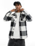 Jack & Jones oversized buffalo check overshirt in white & black