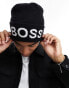 Hugo Boss – Beanie in Schwarz mit großem Logo