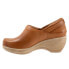 Softwalk Minna S2253-215 Womens Brown Narrow Leather Clog Flats Shoes