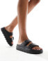 schuh Tilda double buckle slides in black