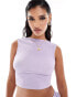 ASOS DESIGN co-ord textured tie side high low shorts in lilac