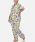 Plus Size 2 Piece Tropical Print Pajama Set