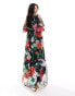 Hope & Ivy Plus wrap maxi dress in black base floral print