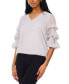 ფოტო #3 პროდუქტის Women's Metallic Mesh Lantern-Sleeve V-Neck Top