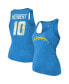 Фото #2 товара Women's Threads Justin Herbert Heathered Powder Blue Los Angeles Chargers Name & Number Tri-Blend Tank Top