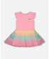 Girl Short Sleeve Dress With Tulle Skirt Bubble Gum Pink - Toddler Child