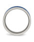 Titanium Blue Carbon Fiber Inlay Flat Wedding Band Ring