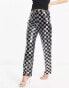 Noisy May straight leg trousers co-ord in sequin checkerboard