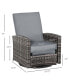 Фото #2 товара Outdoor Wicker Swivel Recliner Chair, Reclining Backrest, Lifting Footrest, 360° Rotating Basic, Water Resistant Cushions for Patio, Grey