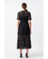 Фото #2 товара Women's All Over Lace Short Sleeves Midi Dress