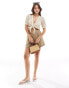 JDY tie front crochet cardigan in beige