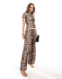 Фото #1 товара Fashionkilla super soft wide leg trousers co-ord in leopard print