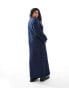 4th & Reckless Plus – Flauschiges Maxi-Pulloverkleid aus Wollmixstrick in Marineblau mit V-Ausschnitt