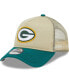ფოტო #2 პროდუქტის Men's Tan, Green Green Bay Packers All Day A-Frame Trucker 9FORTY Adjustable Hat