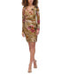 ფოტო #1 პროდუქტის Women's Long-Sleeve V-Neck Printed-Mesh Dress