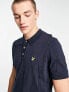 Lyle & Scott Archive cable knit polo shirt in navy