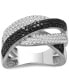 ფოტო #1 პროდუქტის Black Diamond (1/2 ct. t.w.) & White Diamond (1/2 ct. t.w.) Crossover Statement Ring in Sterling Silver