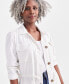 Фото #3 товара Women's Linen Blend Long-Sleeve Field Jacket, Created for Macy's