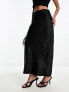 4th & Reckless satin maxi skirt in black