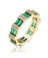 RA 14k Yellow Gold Plated with Emerald & Cubic Zirconia Double Wedding Anniversary Band Eternity Ring