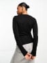 Фото #3 товара Monki ribbed pointelle long sleeve top in black