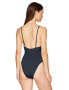 Фото #2 товара Trina Turk 159620 Women's Black V-Neck Front Ruffle One Piece Swimsuit Sz. 8