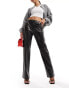 Фото #8 товара Aria Cove leather look contrast stitch trousers in black