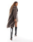 Object single breasted longline formal coat in brown melange