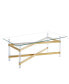 Gold Stainless Steel Coffee Table With Acrylic Frame And Clear Glass Top
