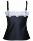 Women's Stretch Satin and Lace Camisole Lingerie with Adjustable Wide Straps